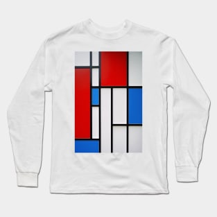 Mondrian Style - Red, White and Blue Long Sleeve T-Shirt